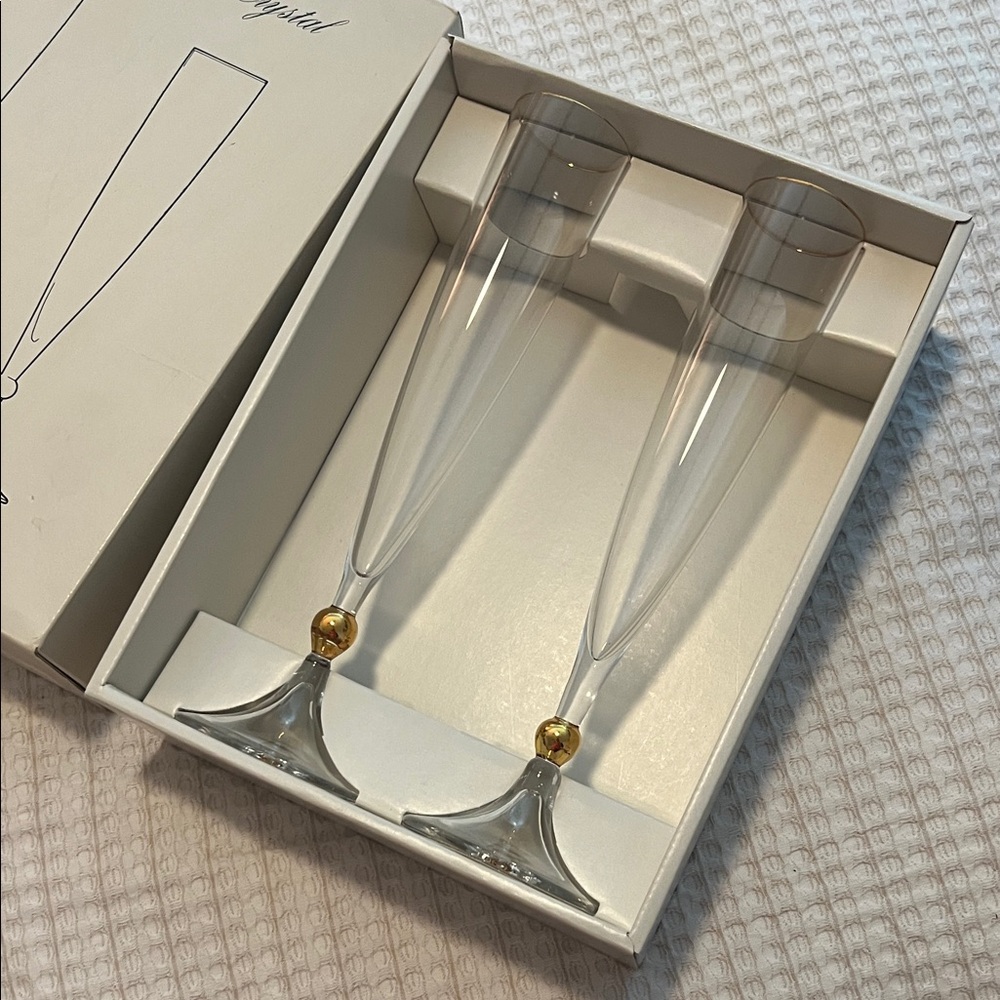 Rogaska Crystal Flutes with Gold Detailing